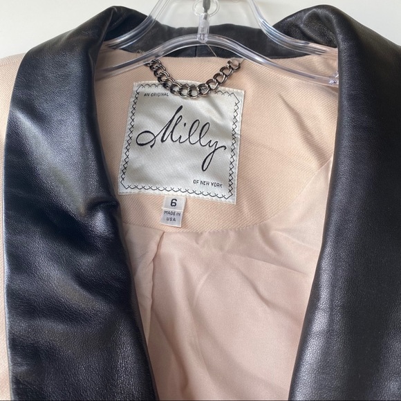 Milly New York Blazer with black leather trim Sz 6 - Picture 5 of 6